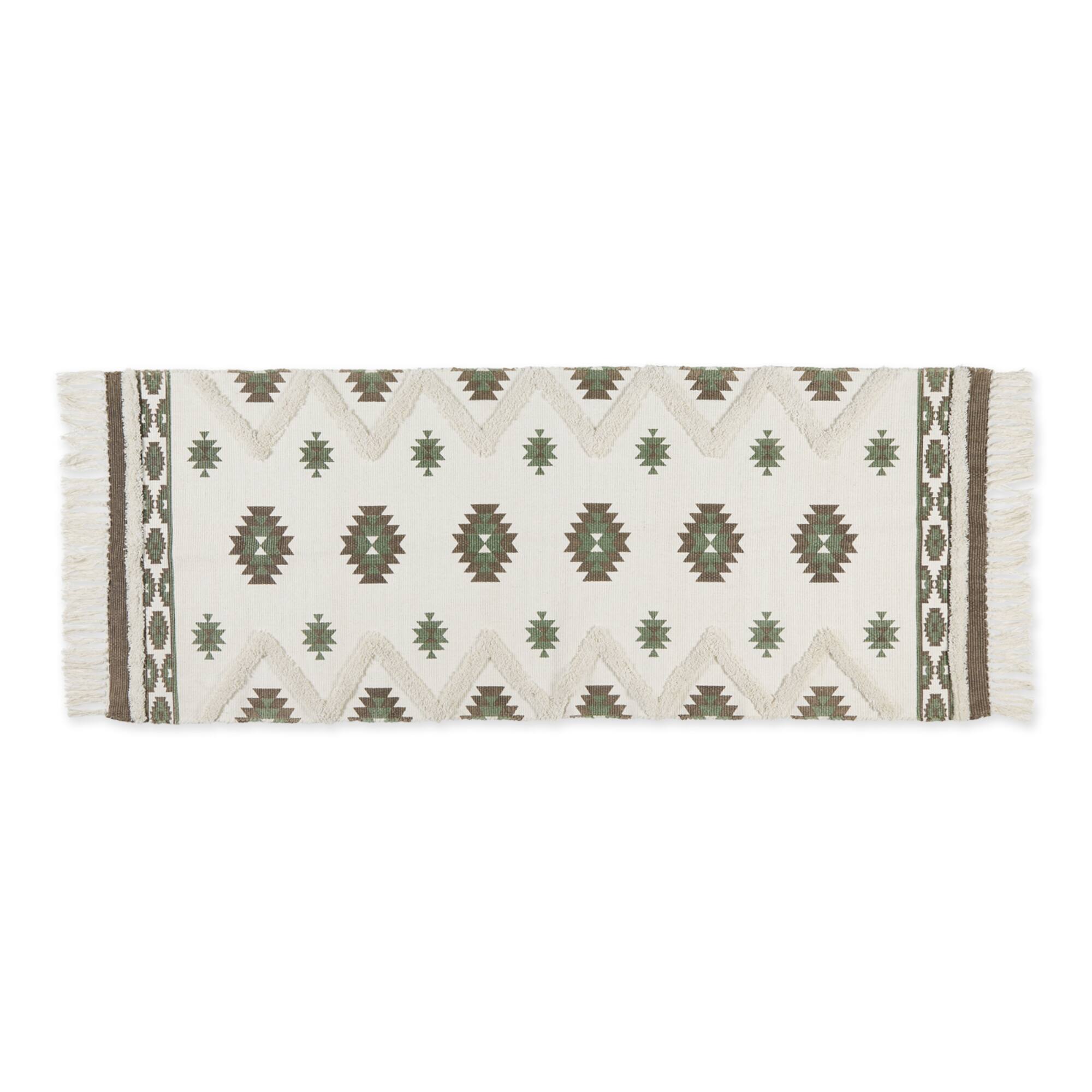 DII® Printed Off-White Hand-Loomed Shag Rug Runner